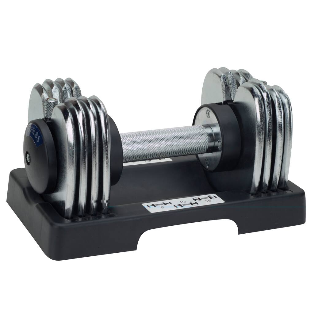 Sunny Health & Fitness No. 047 Adjustable Chrome 25 Pound Dumbbell Pair