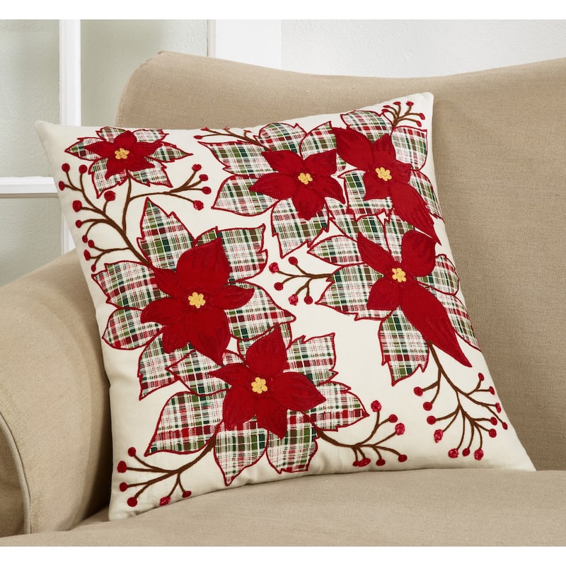 Plaid Poinsettia Throw Pillow.