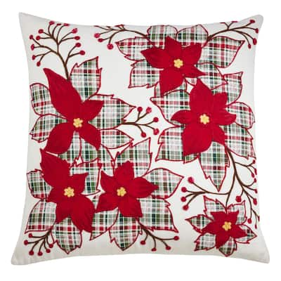 Plaid Poinsettia Throw Pillow.