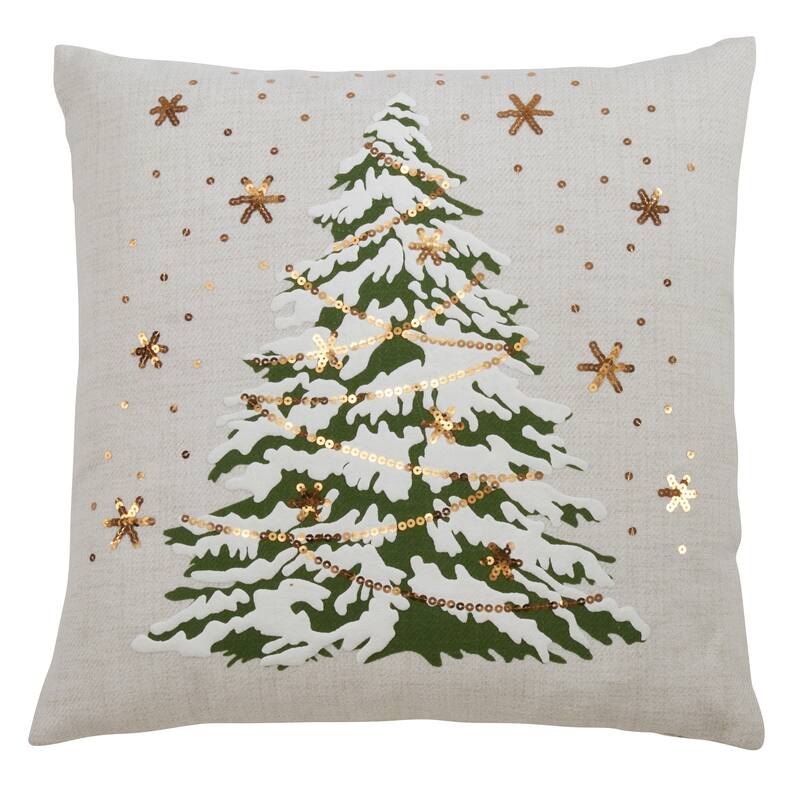 Christmas Tree Throw Pillow With LED Lights - 18 x 18 - Cover Only - White