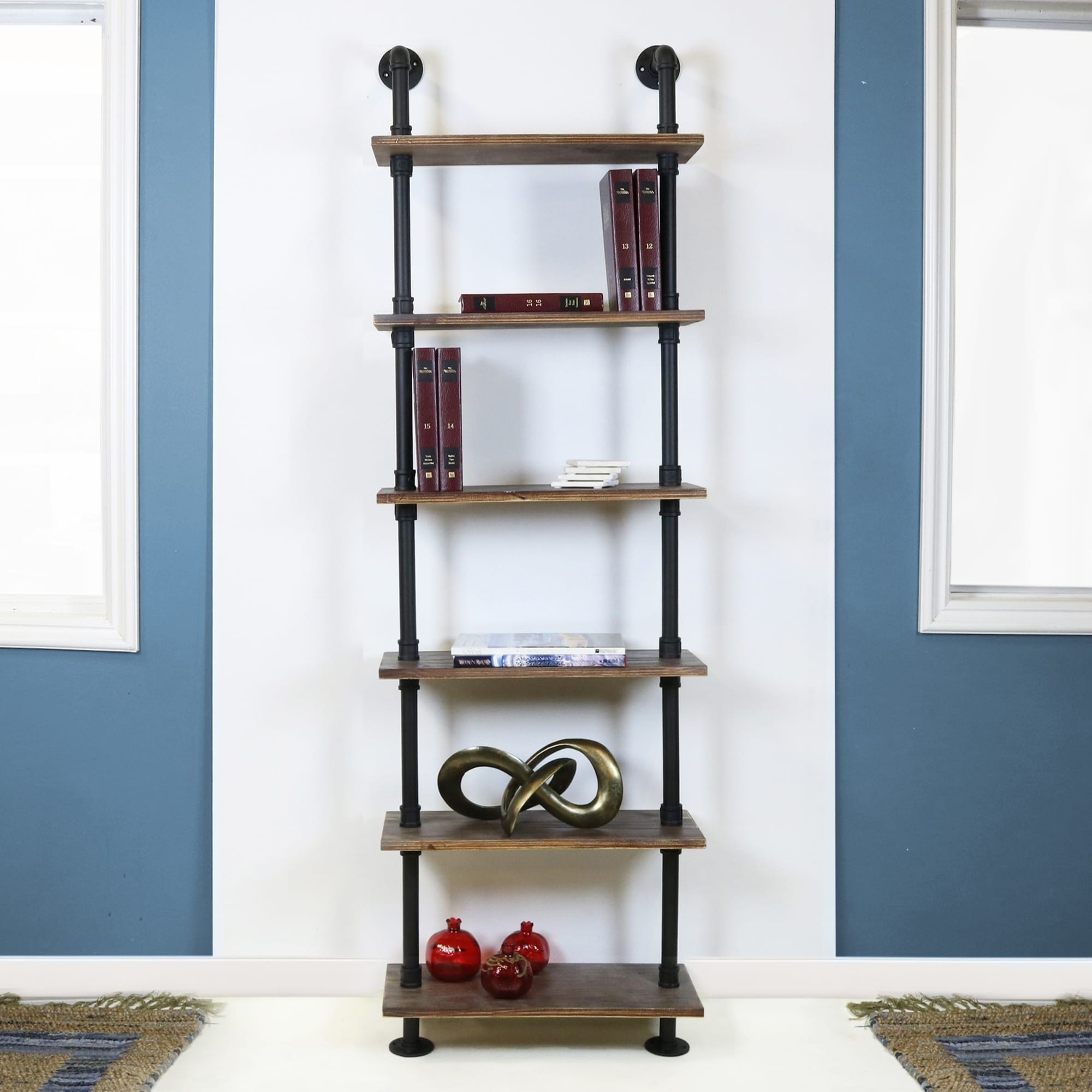 Mcombo 5 Tier Bookshelf Tall, Open Etagere Bookcase with Metal