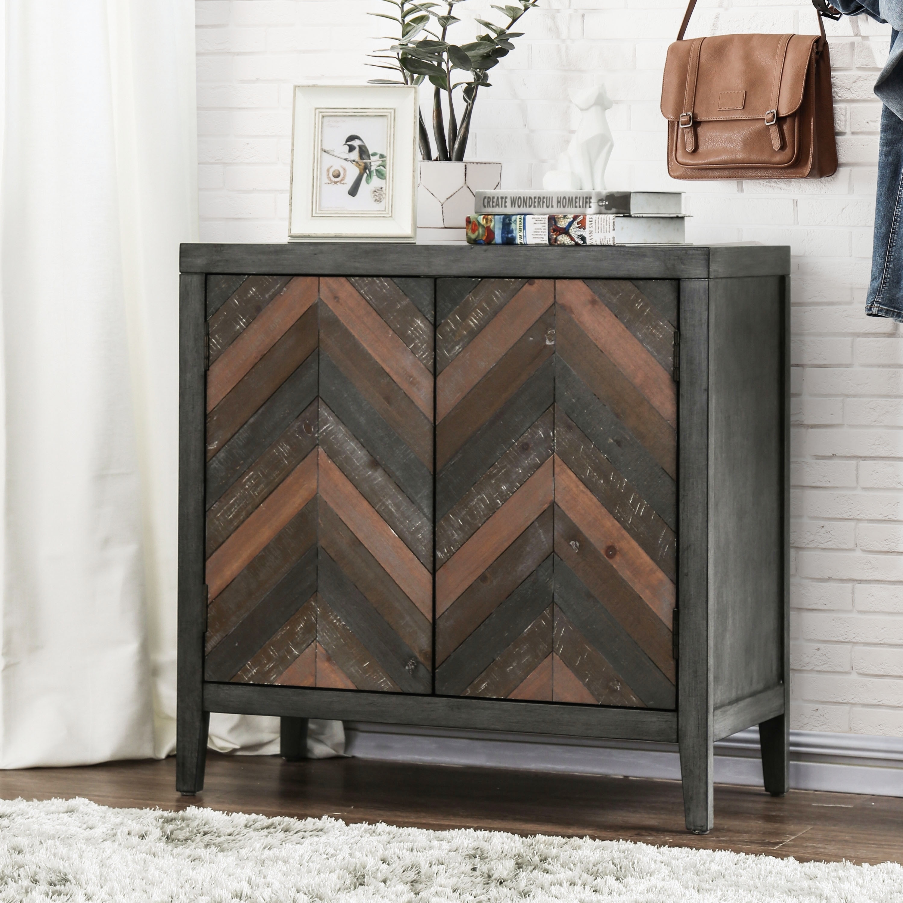 Furniture Of America Gees Rustic Grey 2 Door Accent Cabinet