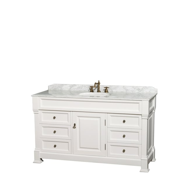 Andover 60-Inch Single Vanity, Carrara Marble Top, Oval Sink,No Mirror