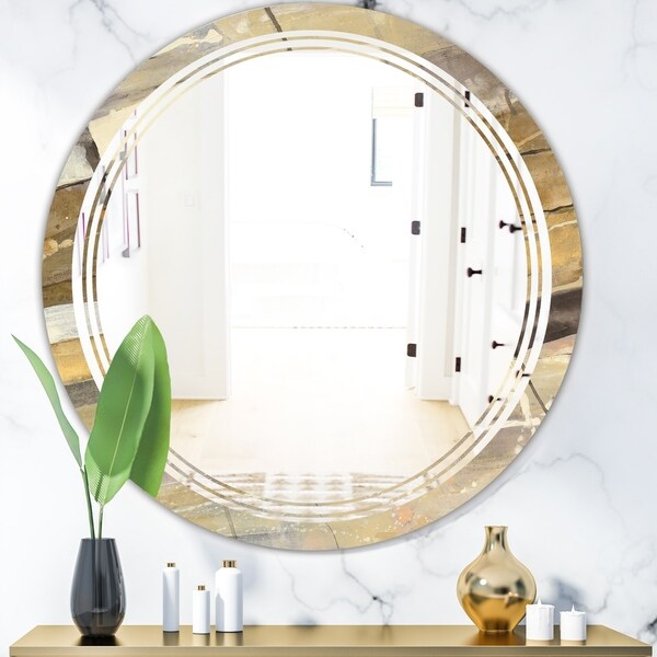 Designart 'Fire and Ice Minerals V' Modern Round or Oval Wall Mirror - Triple C