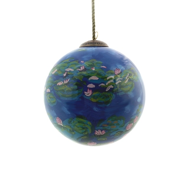 overstockArt Water Lilies Hand Painted Glass Ornament. Opens flyout.