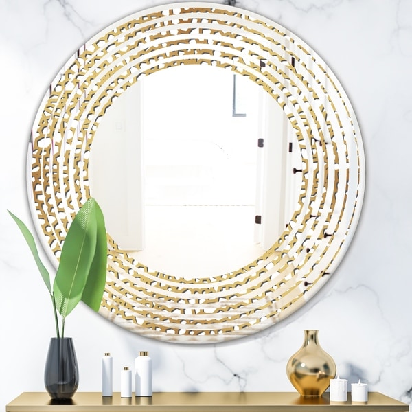 Designart 'Golden Maze' Modern Round or Oval Wall Mirror - Wave