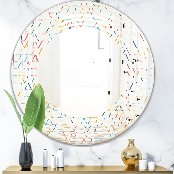 Designart 'Abstract geometric background. pattern.' Modern Round or Oval Wall Mirror - Wave