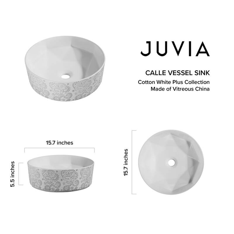 Calle Cotton White Plus Vitreous China Vessel Sink