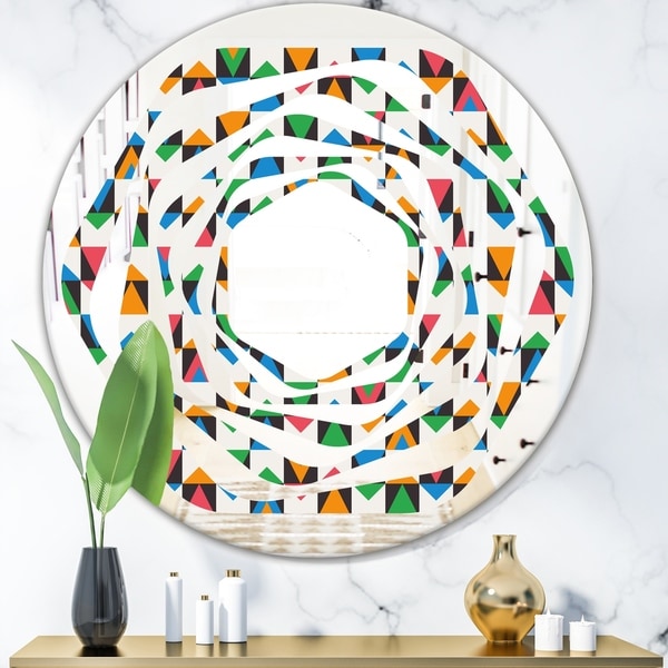 Designart 'Retro Ornamental Design II' Modern Round or Oval Wall Mirror - Whirl