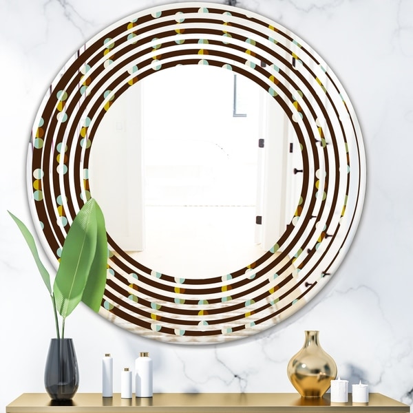 Designart 'Geometric Mod Dots' Modern Round or Oval Wall Mirror - Wave