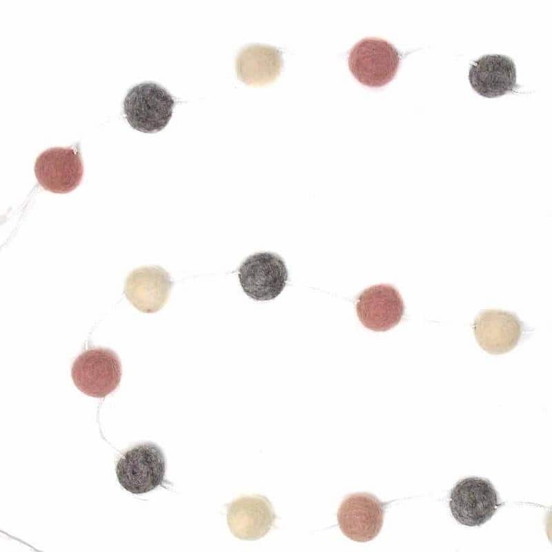 The Curated Nomad Thrift Handmade Felted Wool Pom-Pom Hanging Garland (Set of 2)