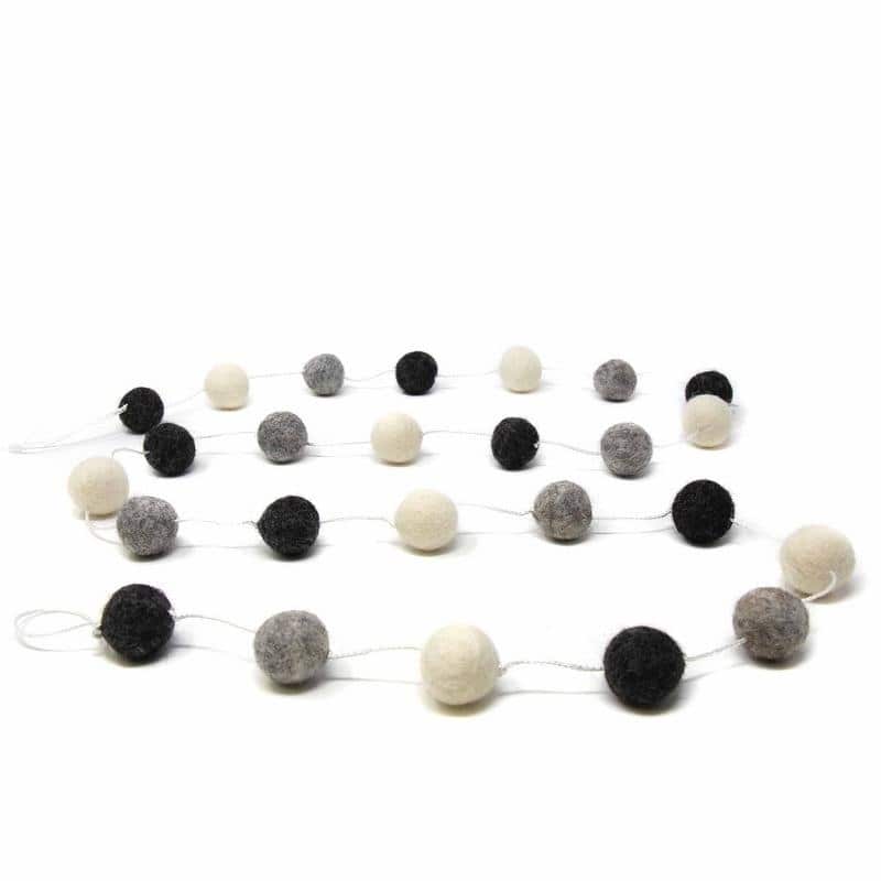 The Curated Nomad Thrift Handmade Felted Wool Pom-Pom Hanging Garland (Set of 2)