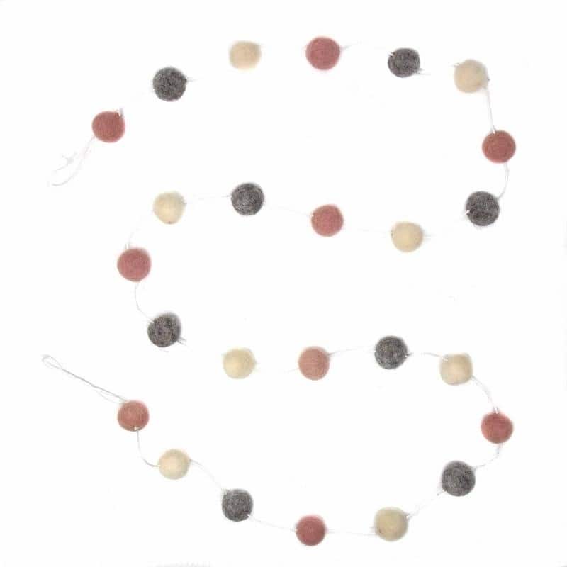 The Curated Nomad Thrift Handmade Felted Wool Pom-Pom Hanging Garland (Set of 2)