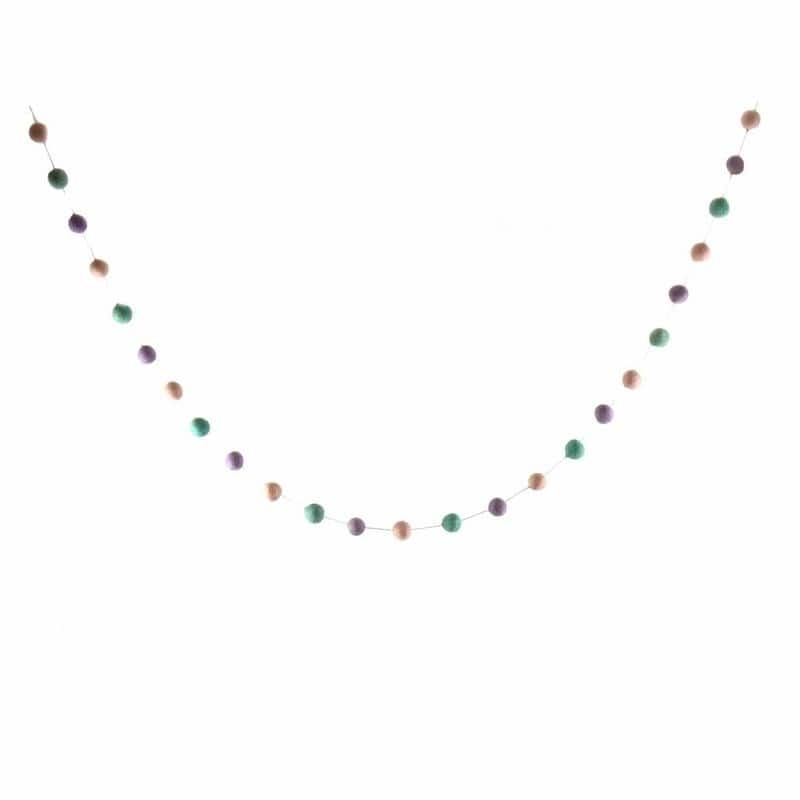 The Curated Nomad Thrift Handmade Felted Wool Pom-Pom Hanging Garland (Set of 2)