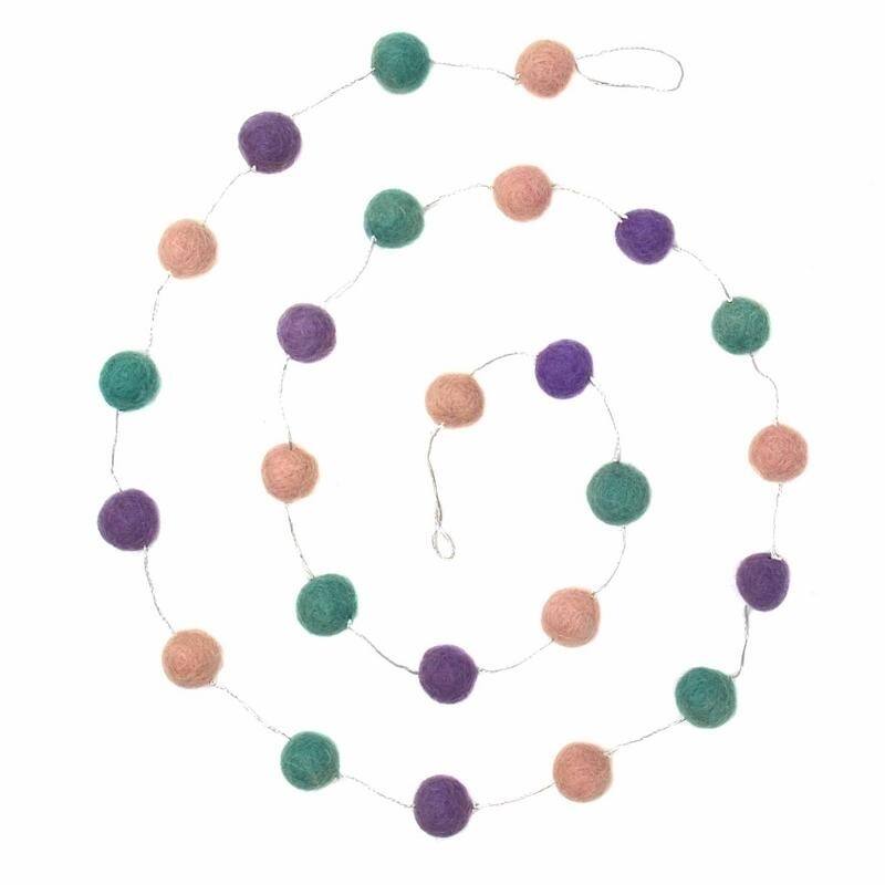 The Curated Nomad Thrift Handmade Felted Wool Pom-Pom Hanging Garland (Set of 2)