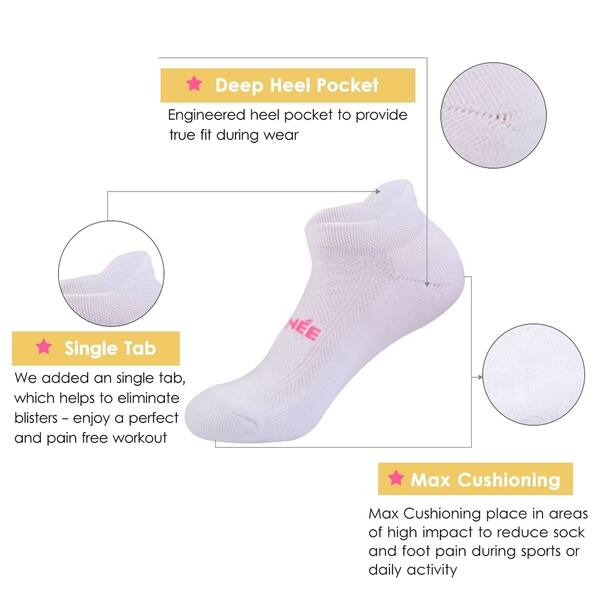 JOYNEE Women's 6-Pairs Ultralight Low Cut Athletic Running Socks with  Cushioned Tab for Sports,Casual Use - Overstock - 29839280