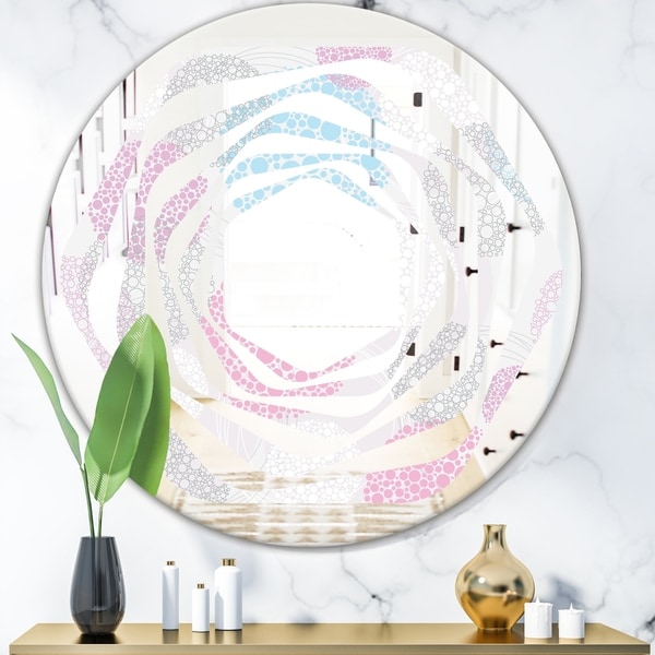 Designart 'Circular Abstract Retro Geometric III' Modern Round or Oval Wall Mirror - Whirl