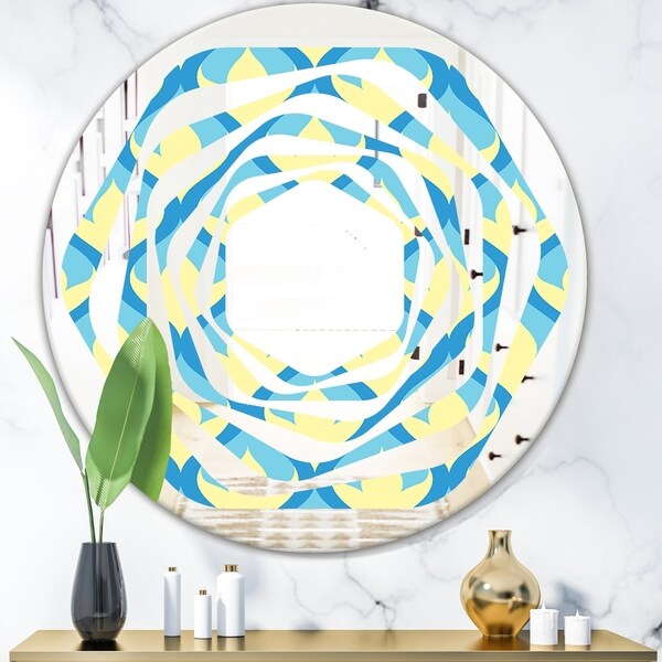 Designart 'Retro Pattern Abstract Design IX' Modern Round or Oval Wall Mirror - Whirl