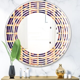 Design Artdesignart Retro Grid In Orange Modern Round Or Oval Wall Mirror Wave Round 39 4 In Wide X 39 4 In High Dailymail