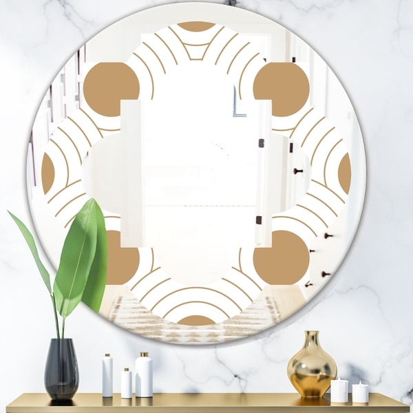 Designart 'Circular Retro Design' Modern Round or Oval Wall Mirror - Quatrefoil