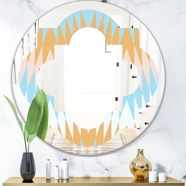 Designart 'Retro Abstract Design VI' Modern Round or Oval Wall Mirror - Quatrefoil