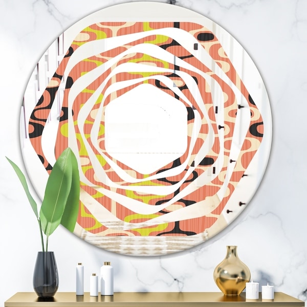 Designart 'Retro Abstract Design XIII' Modern Round or Oval Wall Mirror - Whirl