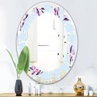 Designart Bright Eucalyptus Floral Pattern I Cottage Round Or Oval Wall Mirror Leaves On Sale Overstock 29840587