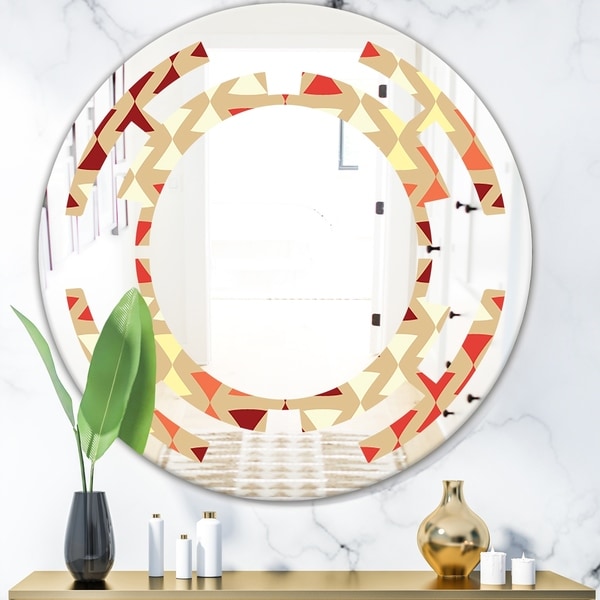 Designart 'Triangular Retro Design IX' Modern Round or Oval Wall Mirror - Space