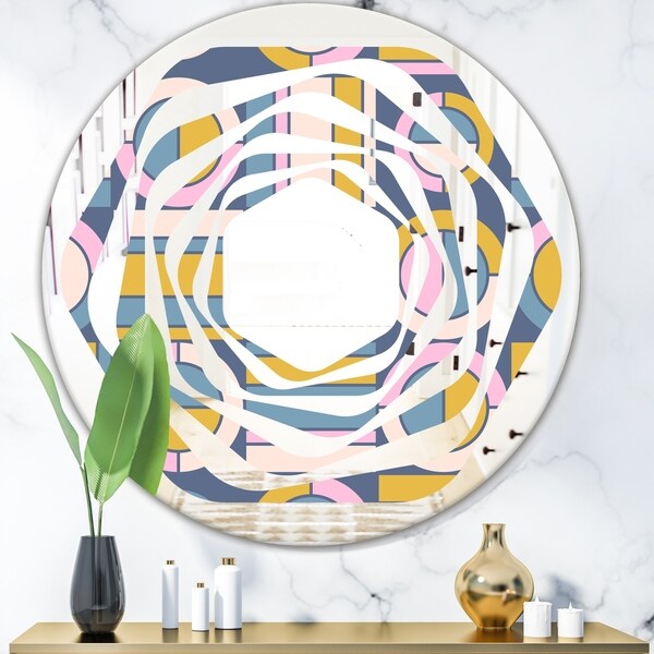 Designart 'Retro Circular Design I' Modern Round or Oval Wall Mirror - Whirl