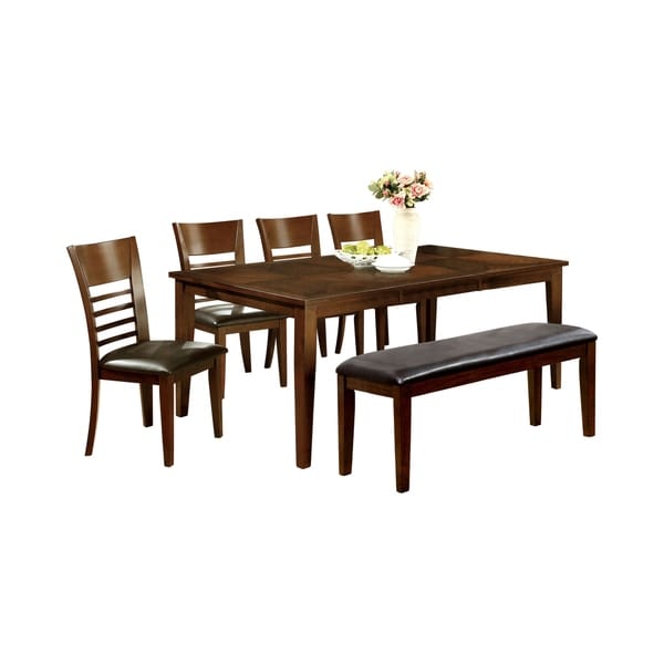 Furniture of America Yase Gray 6-piece Dining Table Set w/ Bench