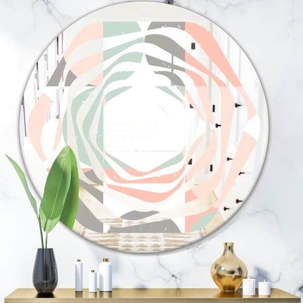 Designart 'Retro Pastel Circular Pattern II' Modern Round or Oval Wall Mirror - Whirl