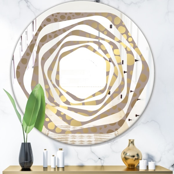 Designart 'Golden Marble Design III' Modern Round or Oval Wall Mirror - Whirl