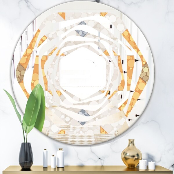 Designart 'Geometric Retro Design I' Modern Round or Oval Wall Mirror - Whirl