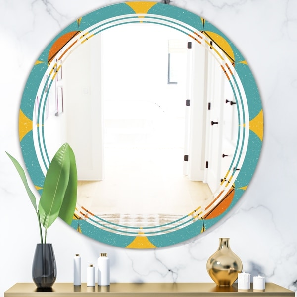 Designart 'Diamond Retro IV' Cottage Round or Oval Wall Mirror - Triple C