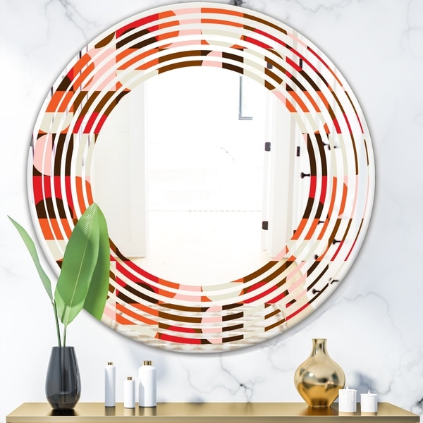 Designart 'Retro Geometric Design II' Modern Round or Oval Wall Mirror - Wave