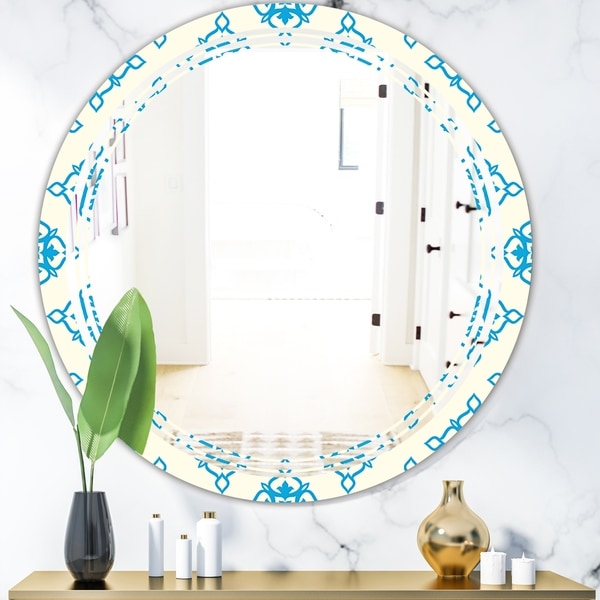 Designart 'Retro Ornamental Pattern I' Modern Round or Oval Wall Mirror - Triple C
