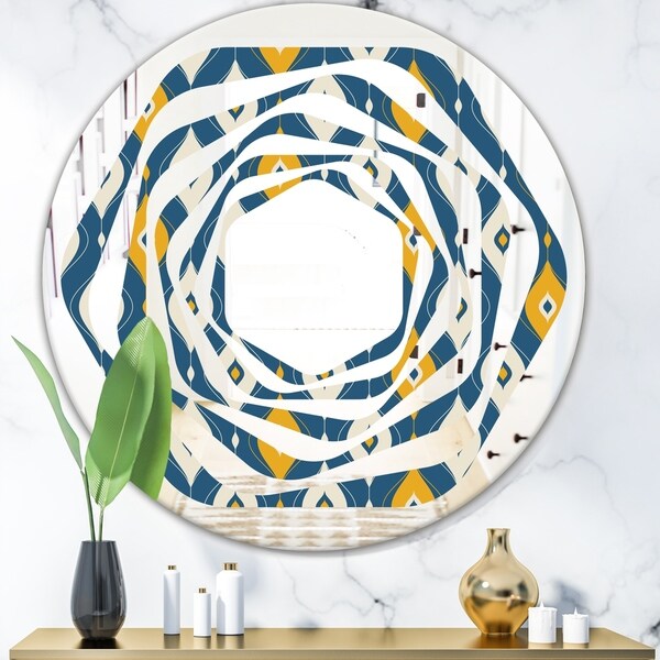 Designart 'Retro Abstract Pattern II' Modern Round or Oval Wall Mirror - Whirl