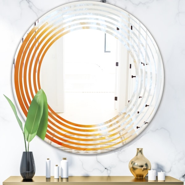 Designart 'True Yellow Stone' Modern Round or Oval Wall Mirror - Wave