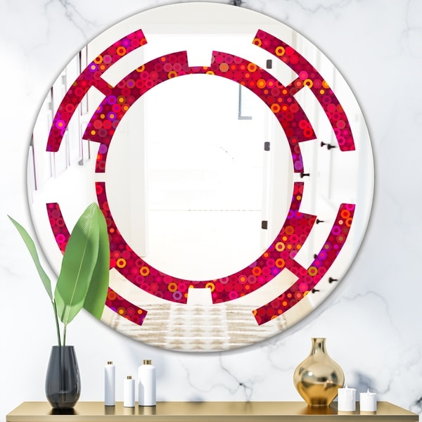 Designart 'Circular Retro Design III' Modern Round or Oval Wall Mirror - Space