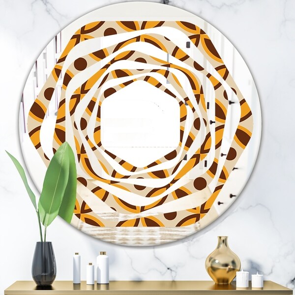Designart 'Retro Ornamental Design V' Modern Round or Oval Wall Mirror - Whirl