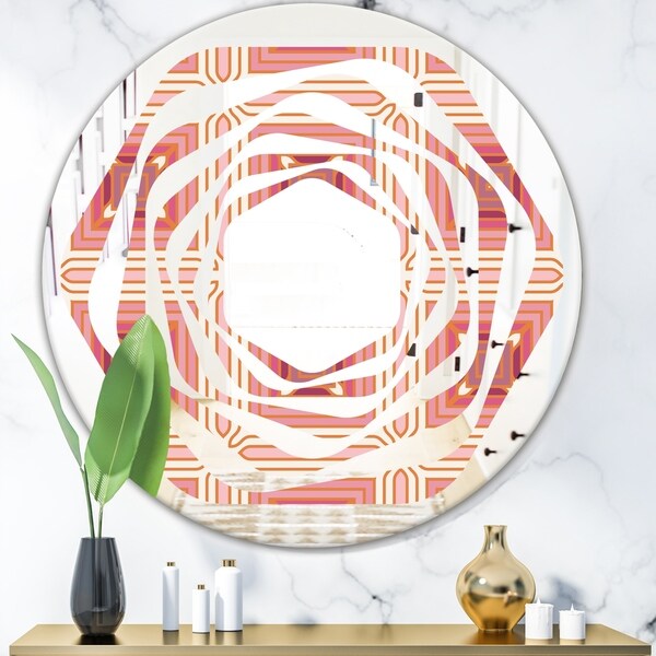Designart 'Geometric Retro Design II' Modern Round or Oval Wall Mirror - Whirl