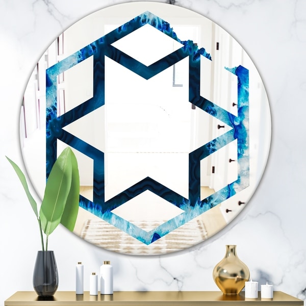 Designart 'Brazilian Thunder Egg' Modern Round or Oval Wall Mirror - Hexagon Star