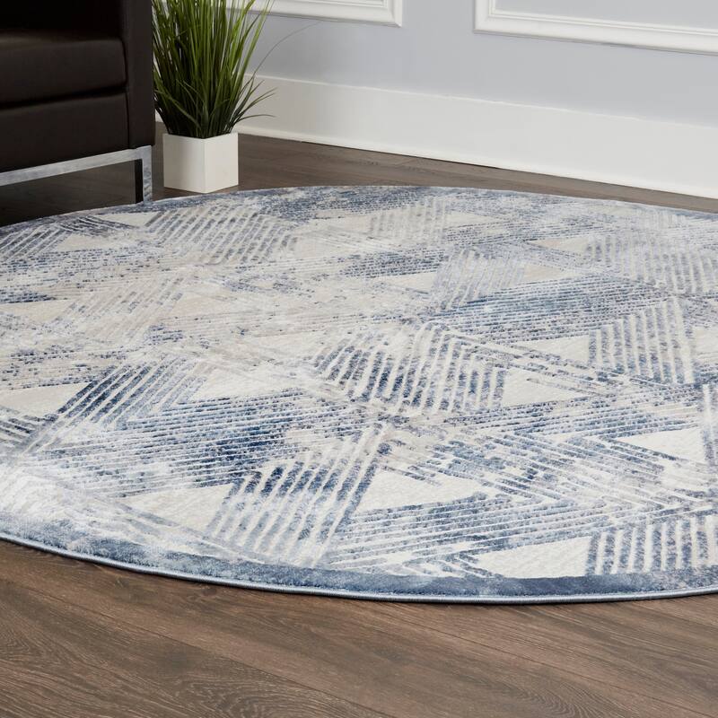 Nicole Miller Modern Geometric Area Rug - gray-blue - 7'10" rd