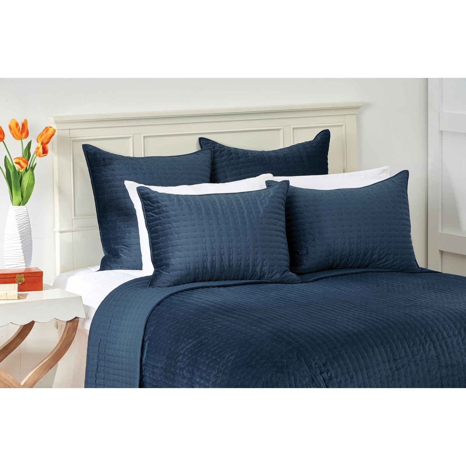 Lapis Deep Royal Blue Velvet Quilt Set 