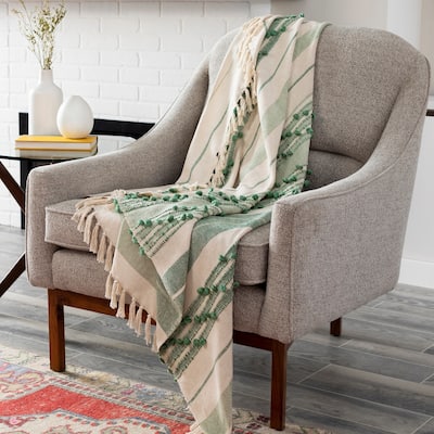 Livabliss Edelo Global Hand Woven 50" x 60" Cotton-Blend Throw