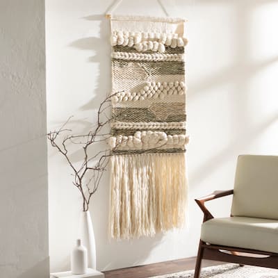 Livabliss Sephare Hand Woven Wool and Viscose Bohemian/Global Tapestry - 24" x 42"