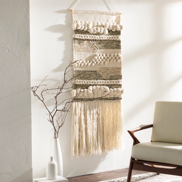 Sephare Hand Woven Wool and Viscose 24" x 42" inch Bohemian/Global Tapestry - 24" x 42"