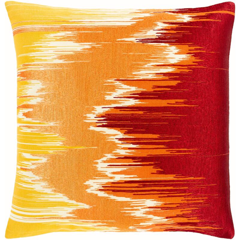 Lena Modern Hand-Embroidered 22-in Poly or Feather Down Throw Pillow - Feather Down - Dark Red