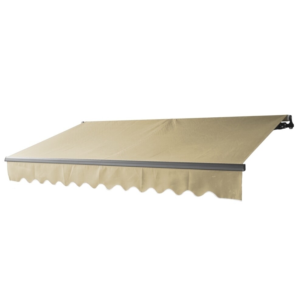 Aleko Black Frame 10 X 8 Ft Retractable Home Patio Canopy Awning Ivory Color Overstock 29845149