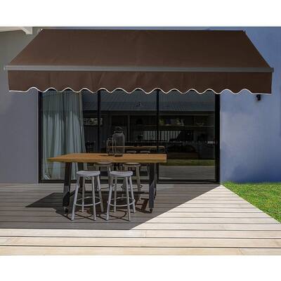 ALEKO Black Frame 13 x 10 ft Retractable Home Patio Canopy Awning Brown